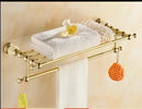 GobekUsa Brass Jade Bathroom Hardware Set: Corner Shelf, Paper Holder, Towel Bar, Soap Basket, Rack.