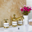 GobekUsa Diamond Bathroom Faucet Set - Polished Golden Luxury Bathtub Shower Basin Mixer