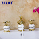 GobekUsa Diamond Bathroom Faucet Set - Polished Golden Luxury Bathtub Shower Basin Mixer