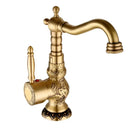 GobekUsa Brass Carved Bathroom Faucet, Single Handle Hot & Cold Water Mixer Tap