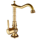 GobekUsa Brass Carved Bathroom Faucet, Single Handle Hot & Cold Water Mixer Tap