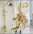 GobekUsa Golden Brass & Jade Bath Shower Set - Wall Mounted Rainfall & Hand shower