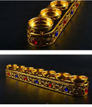 Ornate golden gem inlaid candlestick stand wedding altar decor by Decorbites