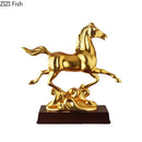 GobekUsa Golden Horse Mascot Resin Statue Artwork for Aesthetic Room Decor