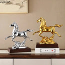 GobekUsa Golden Horse Mascot Resin Statue Artwork for Aesthetic Room Decor