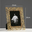 GobekUsa Golden Leaves Metal Photo Frame: Modern Home Decor & Picture Display
