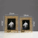 GobekUsa Golden Leaves Metal Photo Frame: Modern Home Decor & Picture Display
