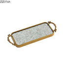 GobekUsa Golden Glass Tray Branch Storage Cosmetics Organizer Jewelry Display Plate