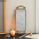 GobekUsa Golden Glass Tray Branch Storage Cosmetics Organizer Jewelry Display Plate