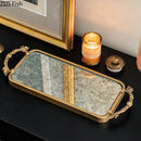 GobekUsa Golden Glass Tray Branch Storage Cosmetics Organizer Jewelry Display Plate