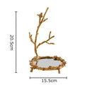 GobekUsa Golden Glass Tray Branch Storage Cosmetics Organizer Jewelry Display Plate
