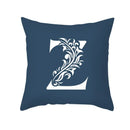 Ornate navy blue letter pillowcase – living room crown cushion cover by Decorbites