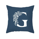Ornate navy blue letter pillowcase – living room crown cushion cover by Decorbites