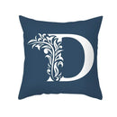 Ornate navy blue letter pillowcase – living room crown cushion cover by Decorbites