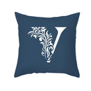 Ornate navy blue letter pillowcase – living room crown cushion cover by Decorbites