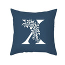 Ornate navy blue letter pillowcase – living room crown cushion cover by Decorbites