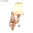 GobekUsa Gold Opal Glass Tapered Bell Wall Sconce - Modern 1 Head Bedroom Surface Lighting