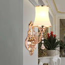 GobekUsa Gold Opal Glass Tapered Bell Wall Sconce - Modern 1 Head Bedroom Surface Lighting