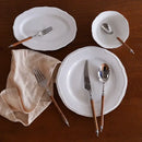 GobekUsa 5-Piece Stainless Steel Western Tableware Set, Solid Wood Handle, Natural Yellow
