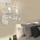 GobekUsa Modern Metallic Wall Light Fixture: Bare Bulb 1/2-Light Sconce with Crystal and Leaf Decoration – White