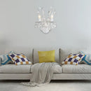 GobekUsa Modern Metallic Wall Light Fixture: Bare Bulb 1/2-Light Sconce with Crystal and Leaf Decoration – White