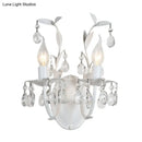 GobekUsa Modern Metallic Wall Light Fixture: Bare Bulb 1/2-Light Sconce with Crystal and Leaf Decoration – White