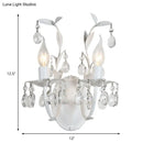 GobekUsa Modern Metallic Wall Light Fixture: Bare Bulb 1/2-Light Sconce with Crystal and Leaf Decoration – White