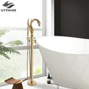 GobekUsa Black Bathtub Faucet Hot Cold Water Mixer Taps Shower Set Floor Mounted
