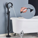 GobekUsa Black Bathtub Faucet Hot Cold Water Mixer Taps Shower Set Floor Mounted