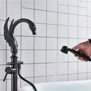 GobekUsa Black Bathtub Faucet Hot Cold Water Mixer Taps Shower Set Floor Mounted