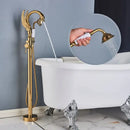 GobekUsa Black Bathtub Faucet Hot Cold Water Mixer Taps Shower Set Floor Mounted