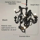 GobekUsa 3 Monkeys Pendant Chandelier - Black White Resin - High-end Indoor LED Decor