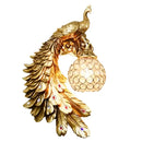 GobekUsa Gold Peacock Crystal Wall Lamp: Elegant Nordic LED Light for Aisle & Walls