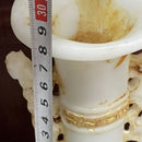 White Marble Vase With Gold Finish And Ming Qing Antique Jade Dragons, Elegant Home Decor Sculpture