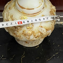 White Marble Vase With Gold Finish And Ming Qing Antique Jade Dragons, Elegant Home Decor Sculpture