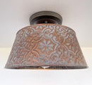 Ornate Copper Flush Mount Ceiling Light | 12" | Rustic Farmhouse