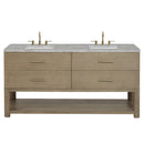 James Martin Lucian 72" Double Bathroom Vanity, Pebble Oak
