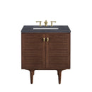 James Martin Amberly 30" Dual Mount Single Bathroom Vanity, Mid-Century Walnut