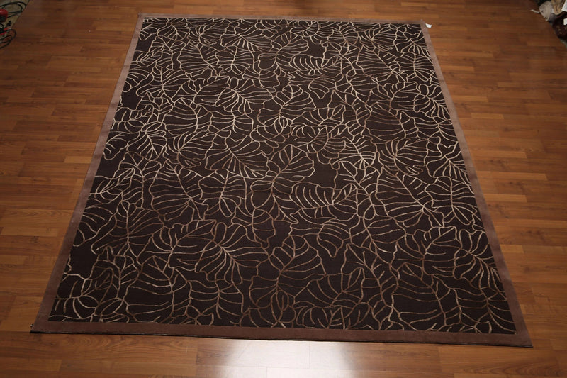 8'x10' Hand Knotted 200 KPSI extra dense pile Tibetan Wool & Silk area rug Brown