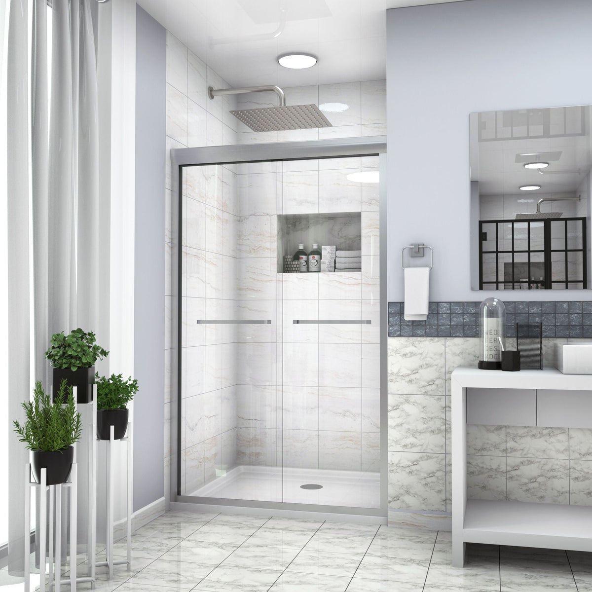 Modern Double Sliding Shower Enclosure, Tempered Glass, photo 12 of 12