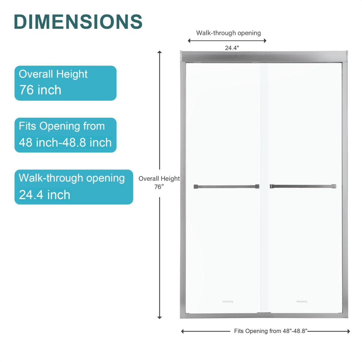 Modern Double Sliding Shower Enclosure, Tempered Glass, photo 4 of 12