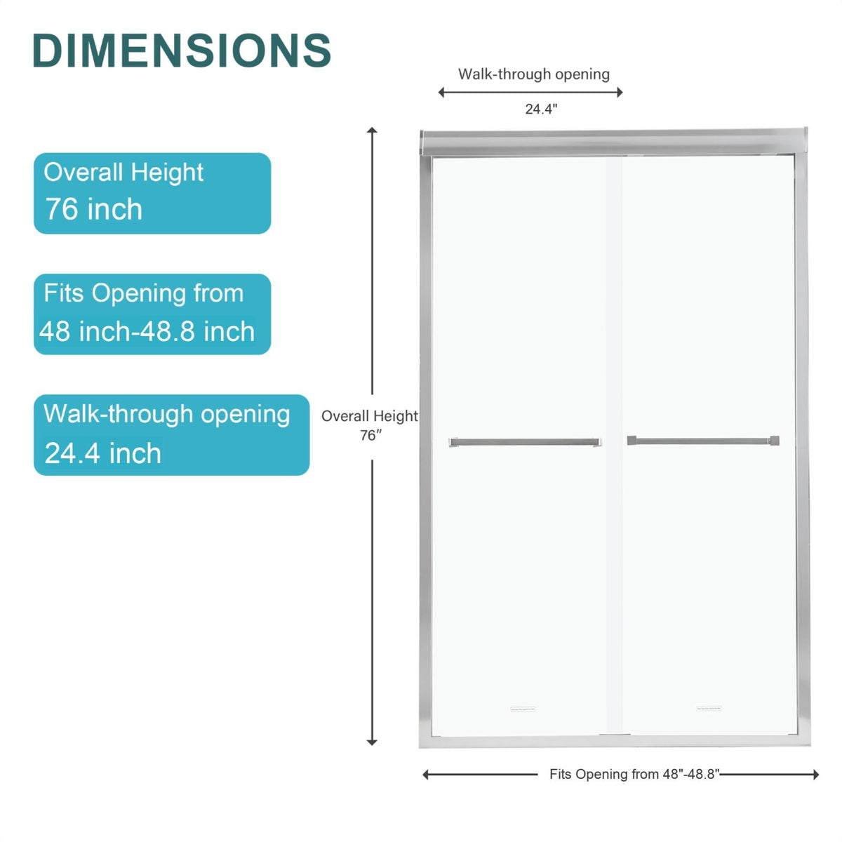 Modern Double Sliding Shower Enclosure, Tempered Glass, photo 6 of 12