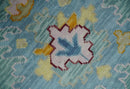 Aqua and Gray Hand Knotted Turkish Wool Oushak Handcrafted Area Rug by The Rug Decor