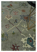 Oushak 9x12 Hand Knotted Olive and Charcoal Traditional Wool Rug by The Rug Decor