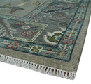 Oushak 9x12 Hand Knotted Olive and Charcoal Traditional Wool Rug by The Rug Decor