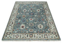 Wool Area Rug Gray Beige Ivory - Hand Knotted Traditional Oushak by The Rug Decor