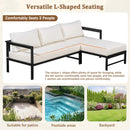 Alora Outdoor 3-Person L-Shaped Patio Sofa With Iron Frame And Thick Cushions [No Coffee Table] (SAK70213) by SAKSBY WHOLESALE