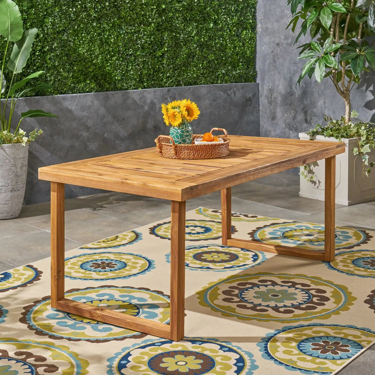 Outdoor Acacia Wood Dining Table, Sandblast Finish, photo 2 of 8