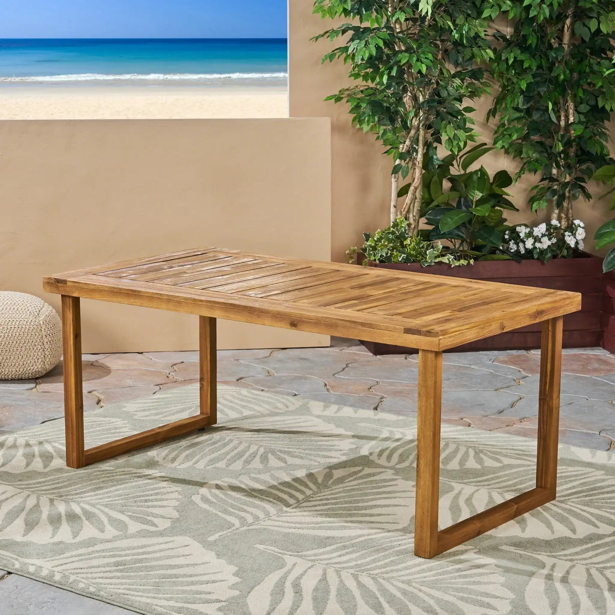 Outdoor Acacia Wood Dining Table, Sandblast Finish, photo 4 of 8