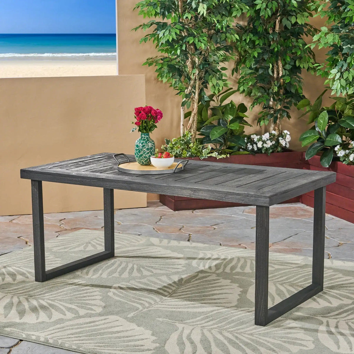 Outdoor Acacia Wood Dining Table, Sandblast Finish, photo 8 of 8